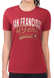 4Her San Francisco 49ers Womens Red Filigree Fitted Short Sleeve T-Shirt