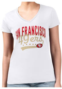 4Her San Francisco 49ers Womens White Filigree Fitted Design Short Sleeve T-Shirt