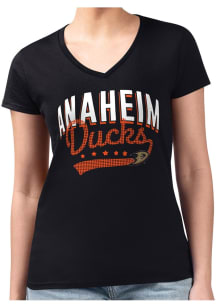 4Her Anaheim Ducks Womens Black Filigree Fitted Short Sleeve T-Shirt