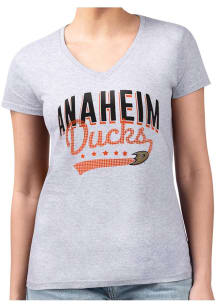 4Her Anaheim Ducks Womens Grey Filigree Fitted Design Short Sleeve T-Shirt