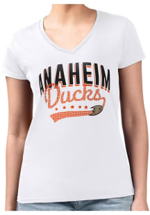 4Her Anaheim Ducks Womens White Filigree Fitted Design Short Sleeve T-Shirt