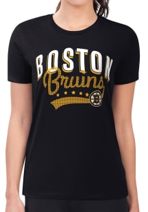 4Her Boston Bruins Womens Black Filigree Fitted Design Short Sleeve T-Shirt