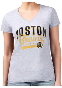 4Her Boston Bruins Womens Grey Filigree Fitted Design Short Sleeve T-Shirt