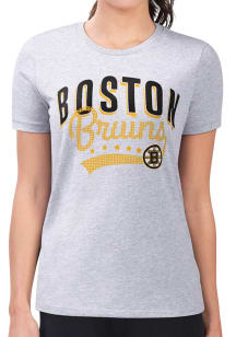 4Her Boston Bruins Womens Grey Filigree Fitted Short Sleeve T-Shirt