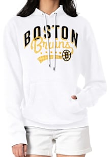 4Her Boston Bruins Womens White Filigree Hooded Sweatshirt