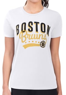 4Her Boston Bruins Womens White Filigree Fitted Short Sleeve T-Shirt