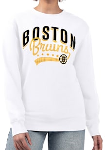 4Her Boston Bruins Womens White Filigree Crew Sweatshirt