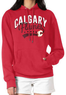 4Her Calgary Flames Womens Red Filigree Hooded Sweatshirt