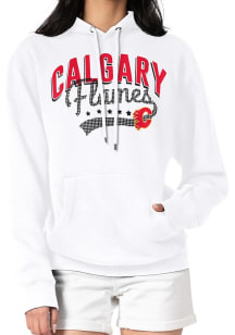 4Her Calgary Flames Womens White Filigree Hooded Sweatshirt