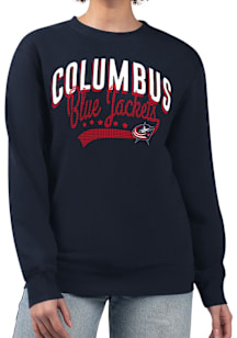 4Her Columbus Blue Jackets Womens Navy Blue Filigree Crew Sweatshirt