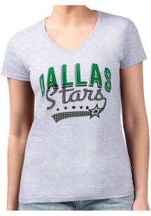 4Her Dallas Stars Womens Grey Filigree Fitted Design Short Sleeve T-Shirt