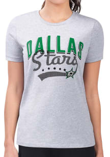 4Her Dallas Stars Womens Grey Filigree Fitted Short Sleeve T-Shirt
