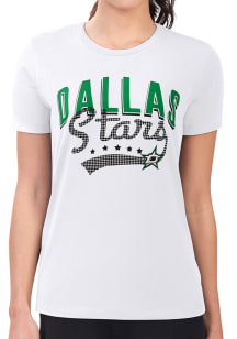 4Her Dallas Stars Womens White Filigree Fitted Short Sleeve T-Shirt