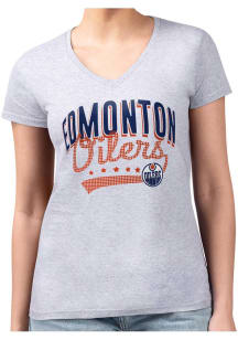 4Her Edmonton Oilers Womens Grey Filigree Fitted Short Sleeve T-Shirt