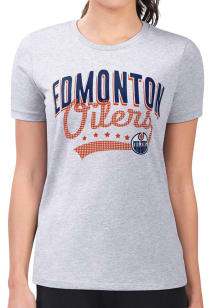 4Her Edmonton Oilers Womens Grey Filigree Fitted Design Short Sleeve T-Shirt