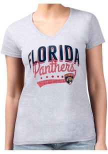 4Her Florida Panthers Womens Grey Filigree Fitted Short Sleeve T-Shirt