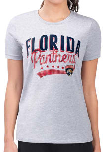 4Her Florida Panthers Womens Grey Filigree Fitted Design Short Sleeve T-Shirt