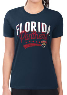 4Her Florida Panthers Womens Navy Blue Filigree Fitted Design Short Sleeve T-Shirt