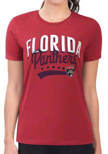 4Her Florida Panthers Womens Red Filigree Fitted Short Sleeve T-Shirt