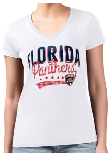 4Her Florida Panthers Womens White Filigree Fitted Design Short Sleeve T-Shirt