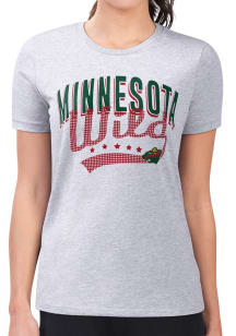 4Her Minnesota Wild Womens Grey Filigree Fitted Design Short Sleeve T-Shirt