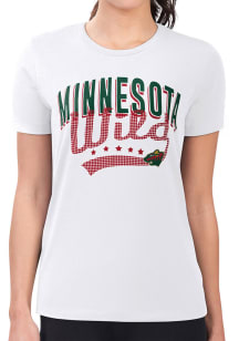 4Her Minnesota Wild Womens White Filigree Fitted Short Sleeve T-Shirt