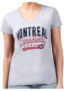 4Her Montreal Canadiens Womens Grey Filigree Fitted Short Sleeve T-Shirt