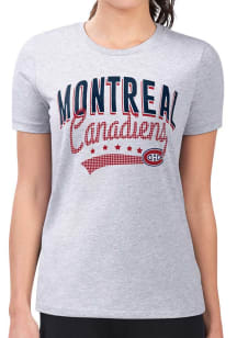 4Her Montreal Canadiens Womens Grey Filigree Fitted Design Short Sleeve T-Shirt