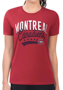 4Her Montreal Canadiens Womens Red Filigree Fitted Design Short Sleeve T-Shirt