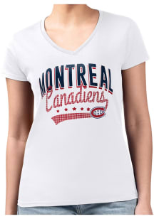 4Her Montreal Canadiens Womens White Filigree Fitted Design Short Sleeve T-Shirt