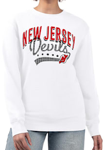 4Her New Jersey Devils Womens White Filigree Crew Sweatshirt