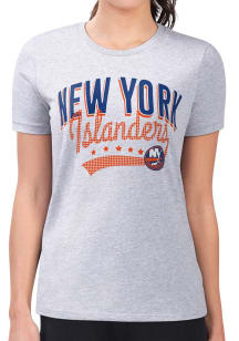 4Her New York Islanders Womens Grey Filigree Fitted Short Sleeve T-Shirt