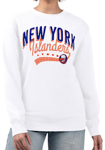 4Her New York Islanders Womens White Filigree Crew Sweatshirt