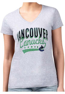 4Her Vancouver Canucks Womens Grey Filigree Fitted Short Sleeve T-Shirt