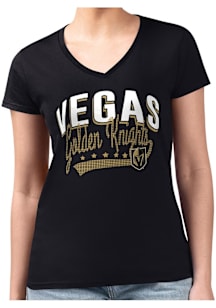 4Her Vegas Golden Knights Womens Black Filigree Fitted Short Sleeve T-Shirt