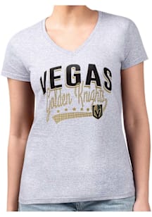 4Her Vegas Golden Knights Womens Grey Filigree Fitted Short Sleeve T-Shirt