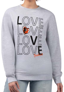 4Her Baltimore Orioles Womens Grey Love Crew Sweatshirt