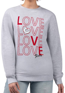 4Her Cincinnati Reds Womens Grey Love Crew Sweatshirt