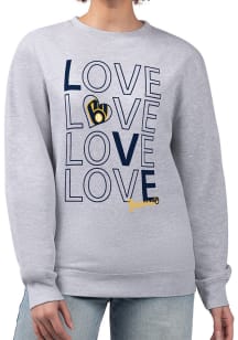 4Her Milwaukee Brewers Womens Grey Love Crew Sweatshirt