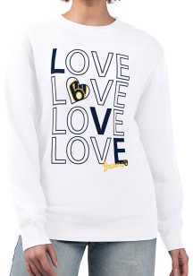 4Her Milwaukee Brewers Womens White Love Crew Sweatshirt