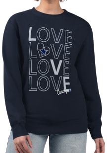 4Her Dallas Cowboys Womens Navy Blue Love Crew Sweatshirt