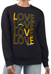 4Her Los Angeles Chargers Womens Black Love Crew Sweatshirt