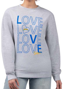 4Her Los Angeles Chargers Womens Grey Love Crew Sweatshirt