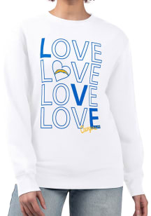 4Her Los Angeles Chargers Womens White Love Crew Sweatshirt