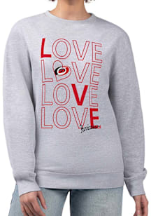 4Her Carolina Hurricanes Womens Grey Love Crew Sweatshirt