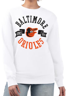 4Her Baltimore Orioles Womens White City Crew Sweatshirt