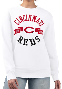 4Her Cincinnati Reds Womens White City Crew Sweatshirt