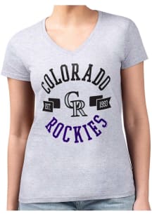 4Her Colorado Rockies Womens Grey City Fitted Design Short Sleeve T-Shirt