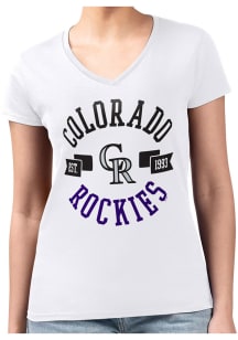 4Her Colorado Rockies Womens White City Fitted Design Short Sleeve T-Shirt