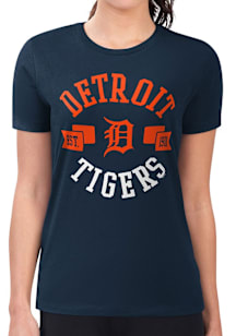 4Her Detroit Tigers Womens Navy Blue City Fitted Short Sleeve T-Shirt